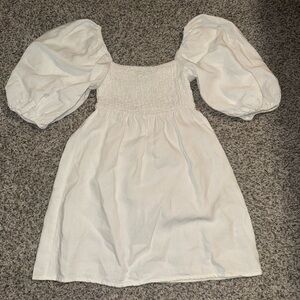 Tuckernuck Cream Puff-Sleeve Smocked Dress